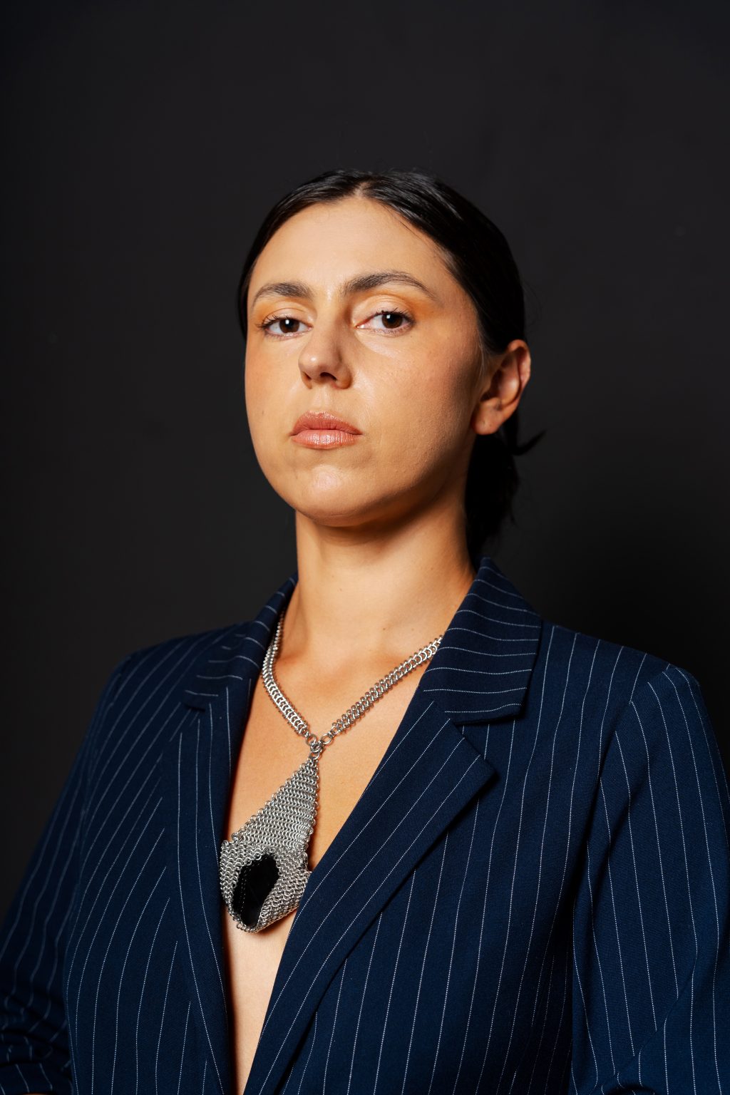 Collar de Cota de Malla con Obsidiana - Imagen 4